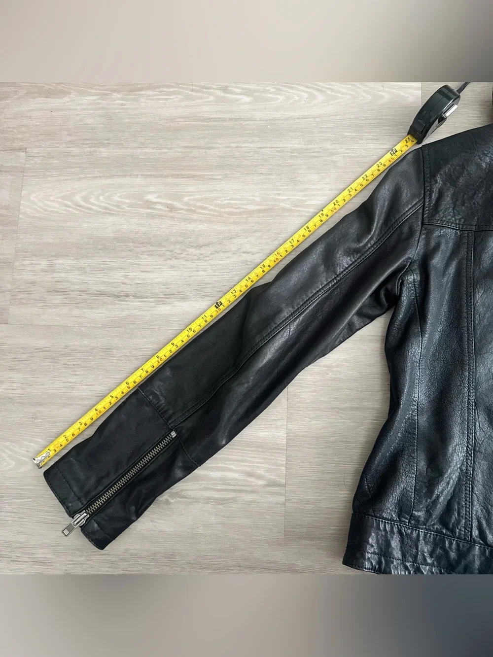 All Saints Vintage Black Leather Asymmetric Zip Jacket - Picture 13 of 16